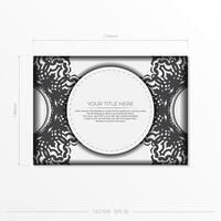 postcards in white with black patterns. Vector design of invitation card with mandala ornament.