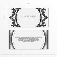 Preparing postcards in white with black patterns. vector