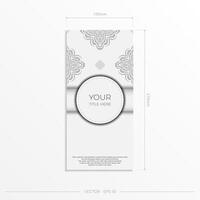 Luxurious postcards White colors with Indian patterns. Invitation card design with mandala ornament. vector