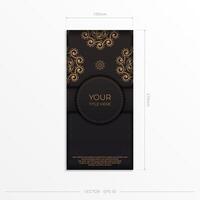 Black and gold card template with ornate design vector