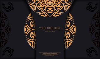 A black and gold card with an ornate pattern vector