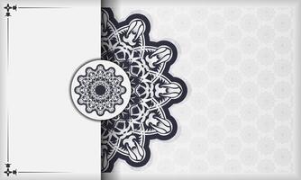 White luxury banner with abstract ornaments and place under the text. Print-ready invitation design with vintage patterns. vector