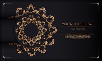 Black background with luxurious golden vintage ornaments and place under the text. Print-ready invitation design with vintage ornaments. vector