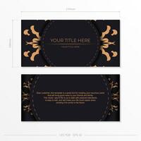 Set of vector postcards in black color with Indian ornaments. Invitation card design with mandala patterns.