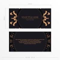 Set of vector postcards in black color with Indian ornaments. Invitation card design with mandala patterns.