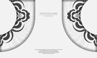 Two black and white circular frames with floral designs vector