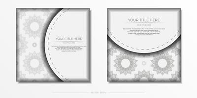 Vector postcards in white with black patterns. Invitation card design