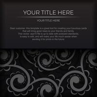 A black and white business card with a swirl pattern vector