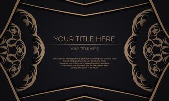 Vector design of invitation card with vintage patterns. Black banner with luxury ornaments for your design.