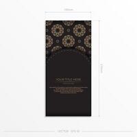 Black and gold card template with ornate pattern vector