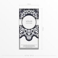 Vintage Vector White color postcard template with abstract patterns. Print-ready invitation design with vintage ornaments.