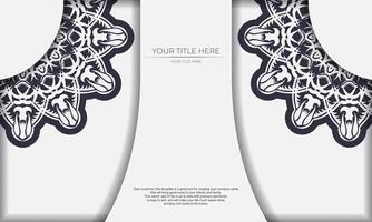 White luxury template banner with abstract ornaments and place under text. Template for print design invitation card with vintage patterns. vector