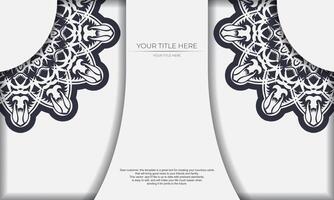 White luxury template banner with abstract ornaments and place under text. Template for print design invitation card with vintage patterns. vector