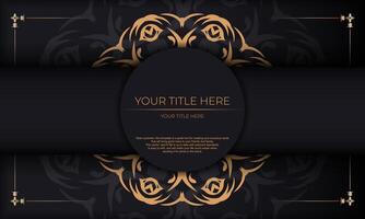 Black background with abstract vintage ornaments and place under the text. Print-ready invitation design with vintage ornament. vector