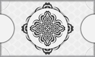 White vector banner of gorgeous vector patterns with mandala ornaments and place under text. Template for print design invitation card with mandala ornament.