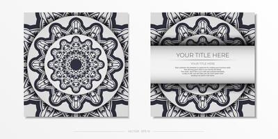 Vintage white postcard with abstract ornament. Invitation card design with vintage patterns. vector