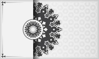 diseño vectorial de tarjeta de invitación con adorno de lujo. estandarte blanco con adornos de lujo griegos para tu diseño. vector
