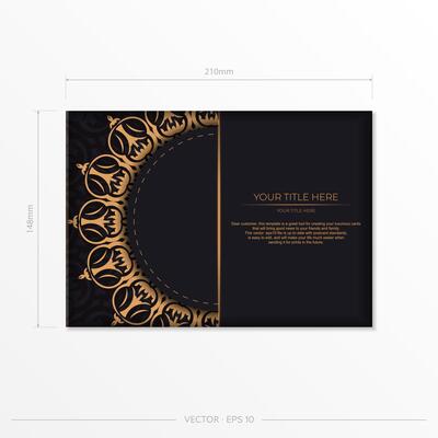 Black and gold business card template with ornate design