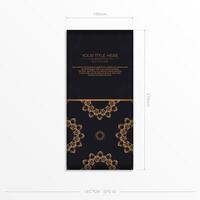 Rectangular postcards in black with luxurious gold ornaments. Invitation card design with vintage patterns. vector