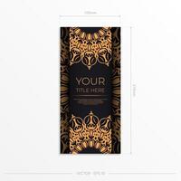 A black and gold banner with an ornate pattern vector