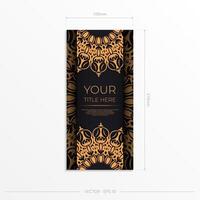 Rectangular postcards in Black with luxurious patterns. Invitation card design with vintage ornament. vector