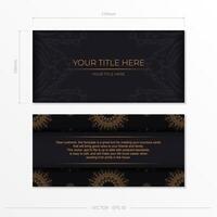 Black and gold business card template with a golden pattern vector