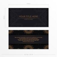 Rectangular postcards in Black with luxurious ornaments. Invitation card design with vintage patterns. vector