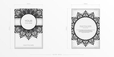 Preparing postcards in white with black patterns. Template for print design invitation card vector