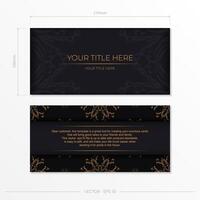 Set of Preparing postcards in black with Indian patterns. Template for print design invitation card with mandala ornament. vector