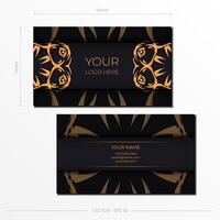 Business card template with gold and black design vector