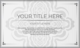 White banner of gorgeous vector patterns with mandala ornaments and place for your design. Template for design printable invitation card with mandala patterns.