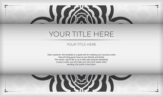 White background gorgeous vector mandala patterns with vintage ornaments and place for your text. Invitation card design with mandala ornament.