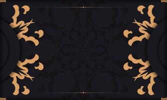 Black template banner with Indian ornaments and place for your text. Print-ready invitation design with mandala ornament. vector