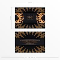 Stylish vector Template for print design postcard in black color with luxury Greek ornaments. Preparing an invitation card with vintage patterns.