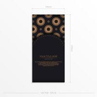 Preparing invitation card with vintage patterns.Stylish vector template for printable design postcard in black color with luxury greek