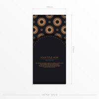 Preparing invitation card with vintage patterns.Stylish vector template for printable design postcard in black color with luxury greek