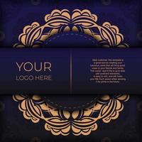Stylish purple postcard design with luxurious Greek ornaments. Vector invitation card with vintage patterns.