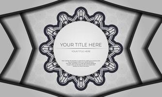 White luxury vector banner with abstract ornaments and place for your text. Template for design printable invitation card with vintage patterns.