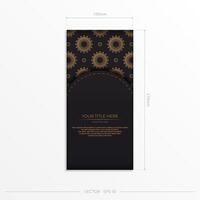 Black and gold card template with a gold pattern vector
