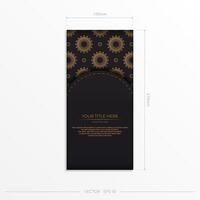 Luxurious postcards in black with vintage patterns. Vector design of invitation card with mandala ornament.