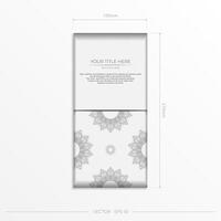 Vector Preparing postcards in white with black patterns. Template for print design invitation card with mandala ornament.