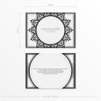 postcards in white with black patterns. Vector design of invitation card with mandala ornament.