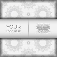 Preparing postcards in white with black patterns. Template for print design invitation card with mandala ornament. vector