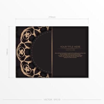 Black and gold business card template with ornate design