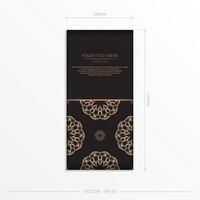 Black and gold card with ornate pattern vector