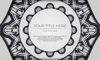 White luxury template banner with abstract ornaments for your design. Vector Print-ready invitation design with vintage ornament.