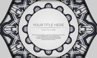 White luxury template banner with abstract ornaments for your design. Vector Print-ready invitation design with vintage ornament.