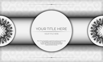 Vector Print-ready invitation design with luxury ornaments. White banner template with greek luxury ornaments for your design.