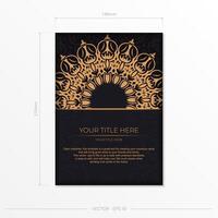 Rectangular postcards in Black with luxurious patterns. Invitation card design with vintage ornament. vector