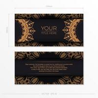 Two black and gold business cards with ornate patterns vector